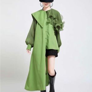 Asymmetrical green sophisticated top.